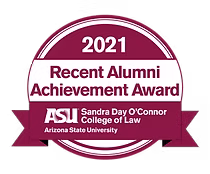 2021 ASU Law Recent Alumni Achievement Award decal